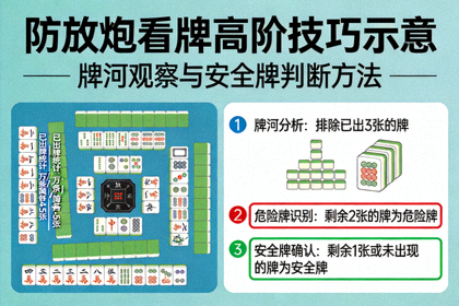 防放炮看牌高阶技巧示意：牌河观察与安全牌判断方法